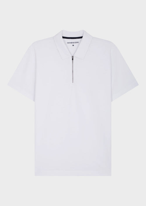 Polo manches courtes Slim en coton uni blanc - Father & Sons - 1