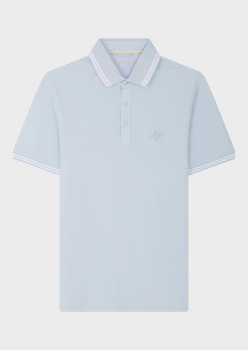 Polo manches courtes Slim en coton uni bleu ciel - Father & Sons - 1
