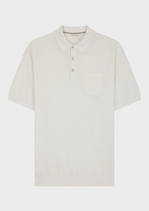 Polo manches courtes Slim en maille unie écrue - Father & Sons - 1