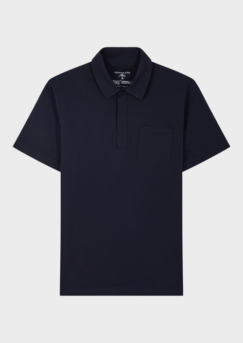 Polo Prodigieux en coton mélangé uni bleu marine - Father & Sons - 1