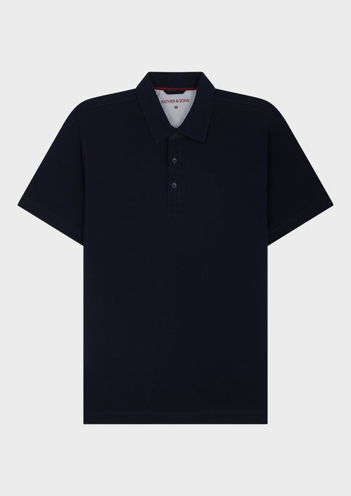 Polo manches courtes Slim en coton uni bleu marine - Father & Sons - 1