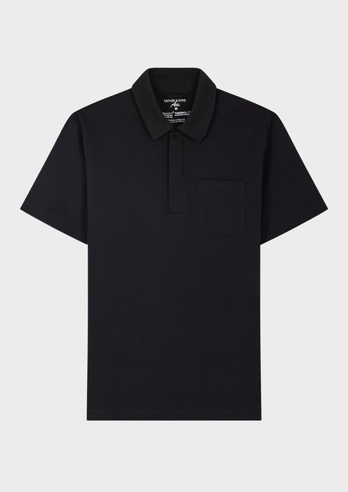 Polo Prodigieux en coton mélangé uni noir - Father & Sons - 1