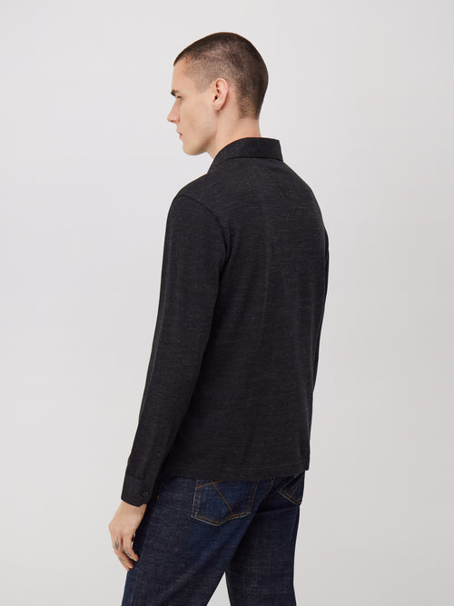 Polo manches longues Slim en coton anthracite - Father & Sons - 2