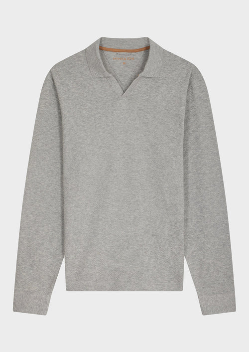 Polo manches longues Slim en coton gris - Father & Sons - 4