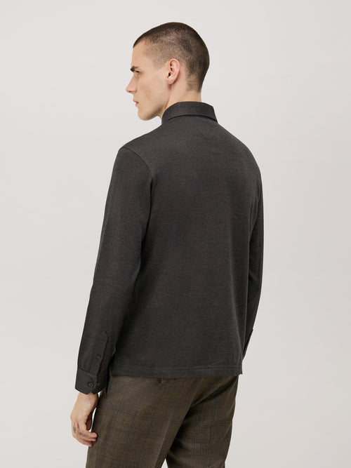 Polo manches longues Slim en coton marron - Father & Sons - 2