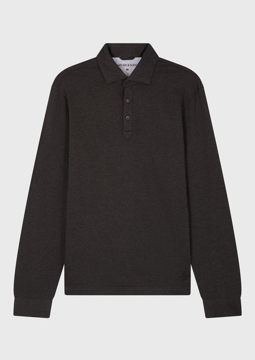 Polo manches longues Slim en coton marron - Father & Sons - 4