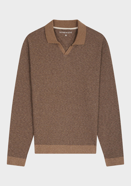 Polo manches longues Slim en coton marron - Father & Sons - 4