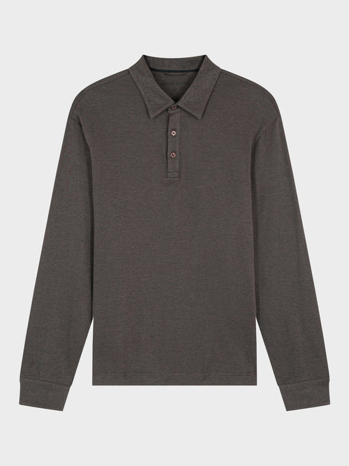 Polo manches longues slim en coton kaki - Father & Sons - 5