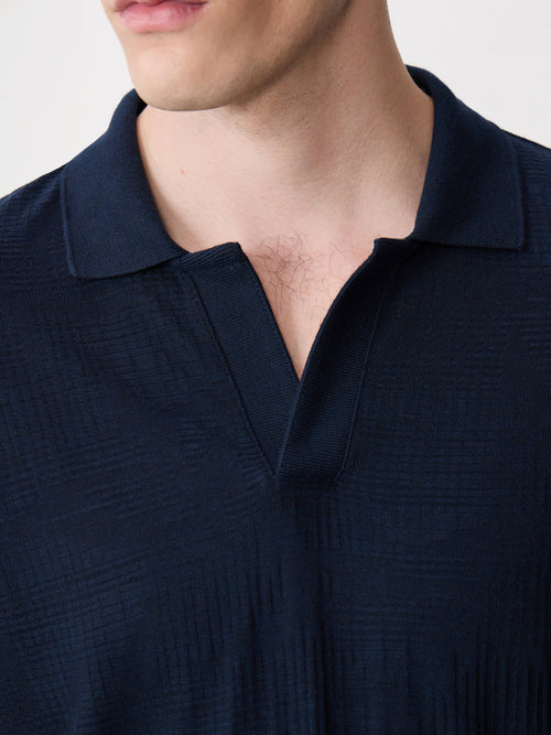 Polo manches longues slim bleu marine - Father & Sons - 3