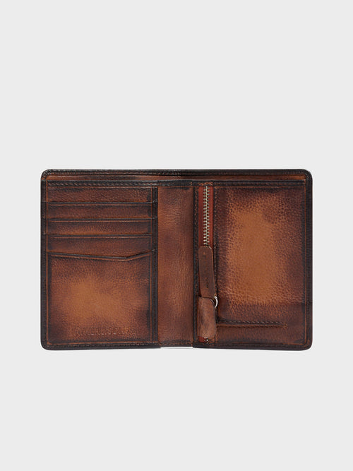 Portefeuille en cuir patiné cognac - Father & Sons - 2