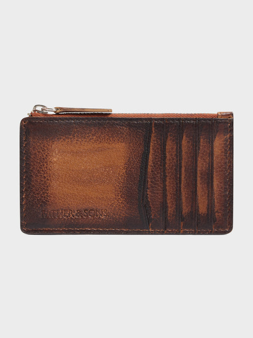 Portefeuille en cuir patiné cognac - Father & Sons - 1