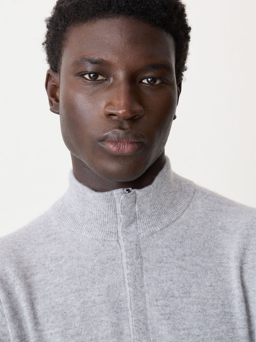 Pull col zippé en cachemire gris - Father & Sons - 3