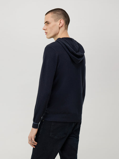 Pull à capuche en cachemire bleu indigo - Father & Sons - 2