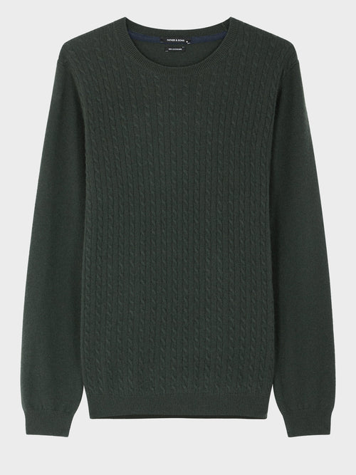 Pull col rond en cachemire kaki - Father & Sons - 4