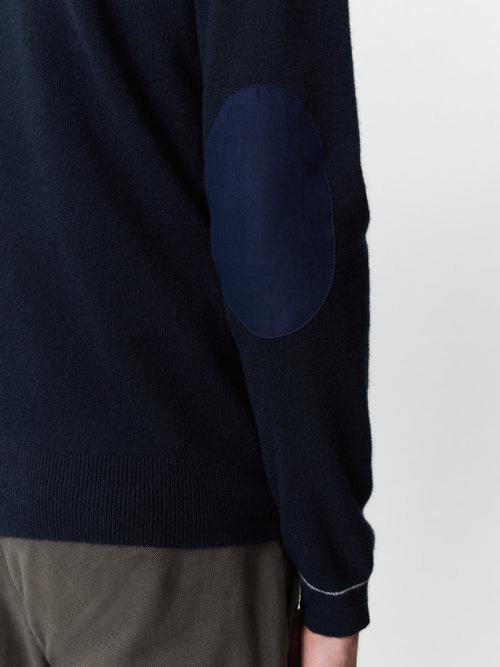 Pull col zippé en cachemire bleu marine - Father & Sons - 4