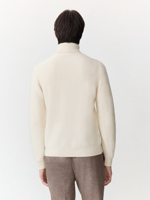 Pull col roulé en laine mélangée écrue - Father & Sons - 2