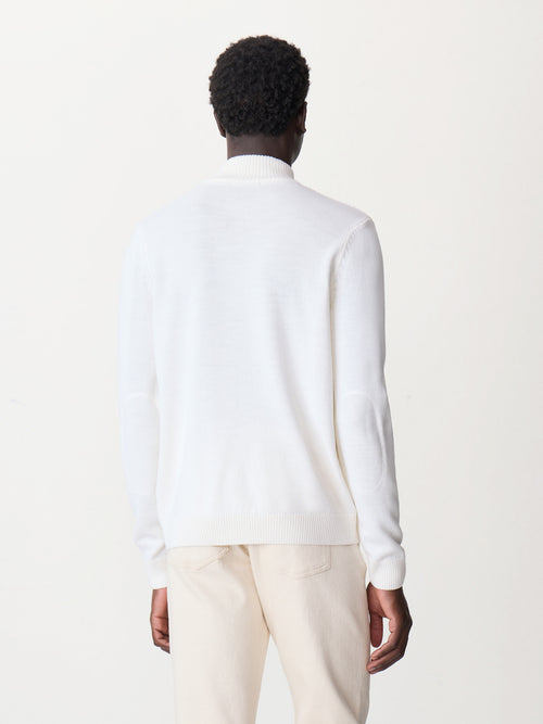 Pull col zippé en laine Mérinos mélangée écrue - Father & Sons - 2