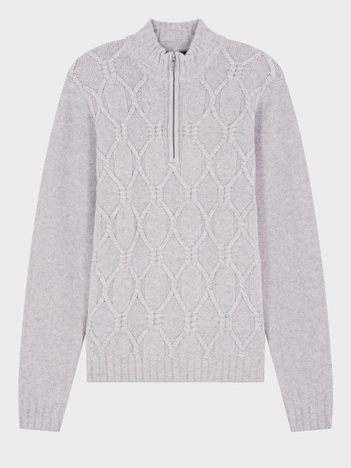 Pull col zippé en laine mélangée grise - Father & Sons - 4