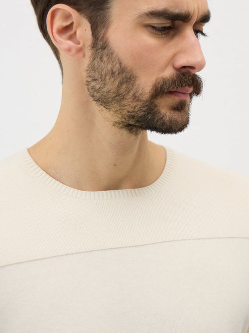 Pull col rond en coton écru - Father & Sons - 4