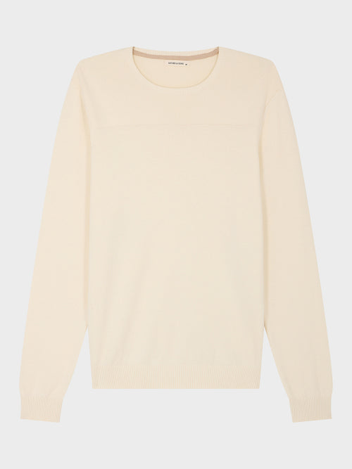 Pull col rond en coton écru - Father & Sons - 5