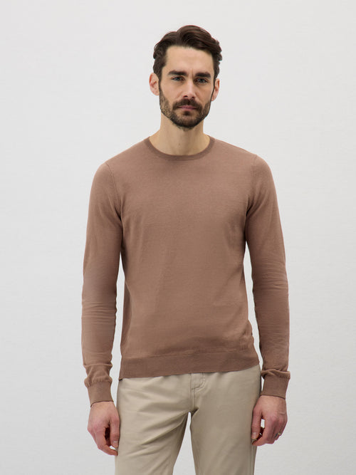 Pull col rond en coton et soie rose - Father & Sons - 1
