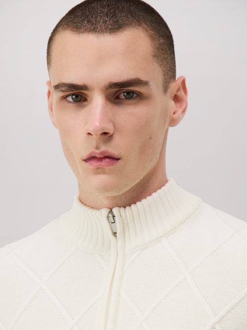 Pull col zippé écru - Father & Sons - 3