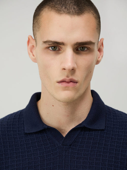 Pull col polo bleu indigo - Father & Sons - 3