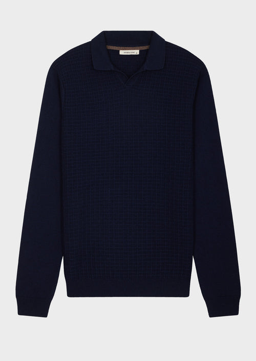 Pull col polo bleu indigo - Father & Sons - 4
