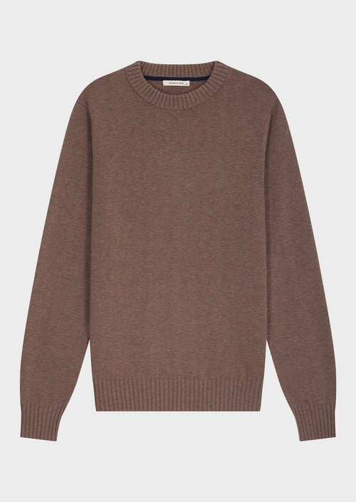 Pull col rond en laine mélangée marron - Father & Sons - 4