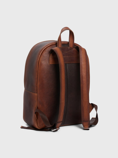 Sac à dos en cuir patiné cognac - Father & Sons - 2