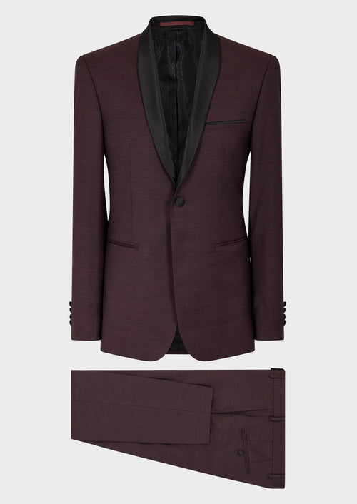 Smoking Slim en laine unie bordeaux - Father & Sons - 1