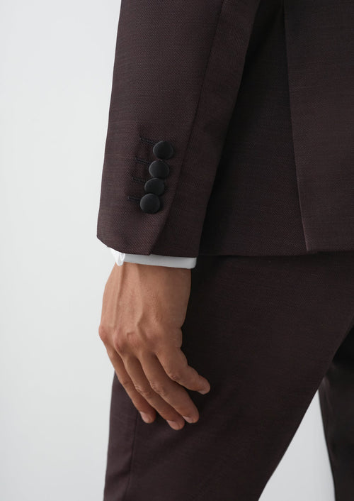 Smoking Slim en laine unie bordeaux - Father & Sons - 2