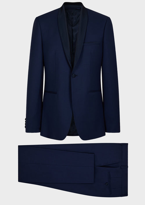 Smoking Slim en laine unie bleu indigo - Father & Sons - 7