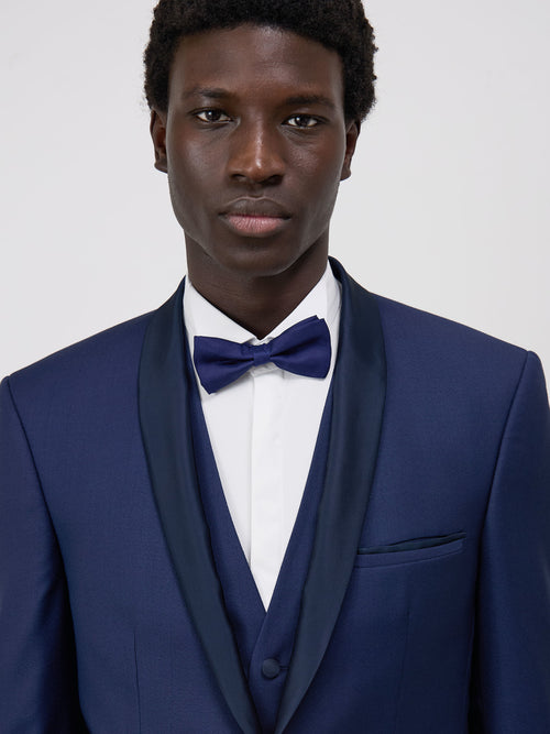Smoking Slim en laine unie bleu indigo - Father & Sons - 3