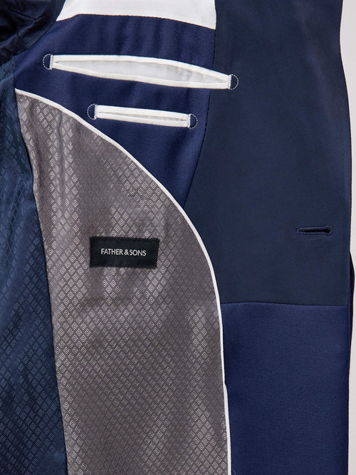 Smoking Slim en laine unie bleu indigo - Father & Sons - 4