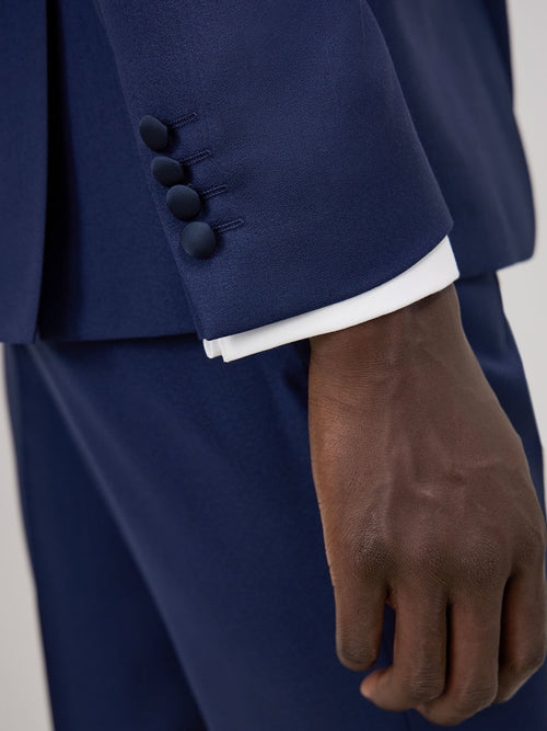 Smoking Slim en laine unie bleu indigo - Father & Sons - 5