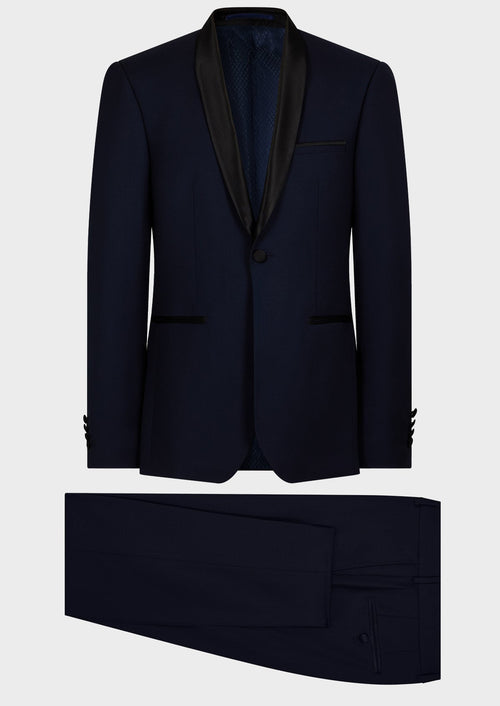Smoking Slim en laine unie bleu marine - Father & Sons - 7