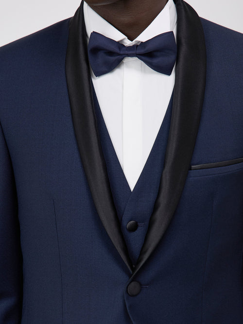 Smoking Slim en laine unie bleu marine - Father & Sons - 6