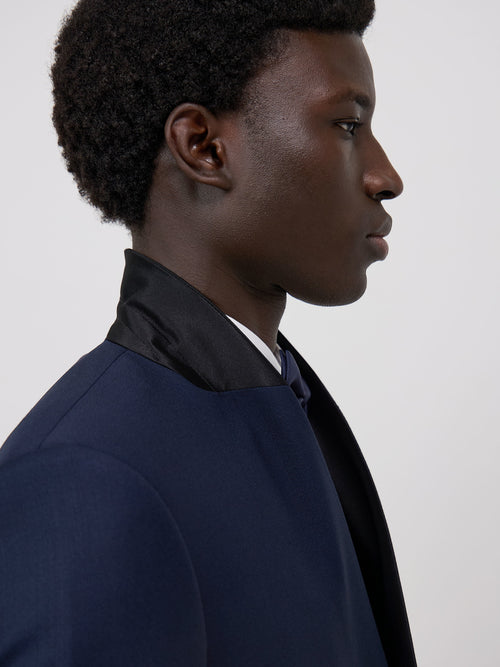 Smoking Slim en laine unie bleu marine - Father & Sons - 3