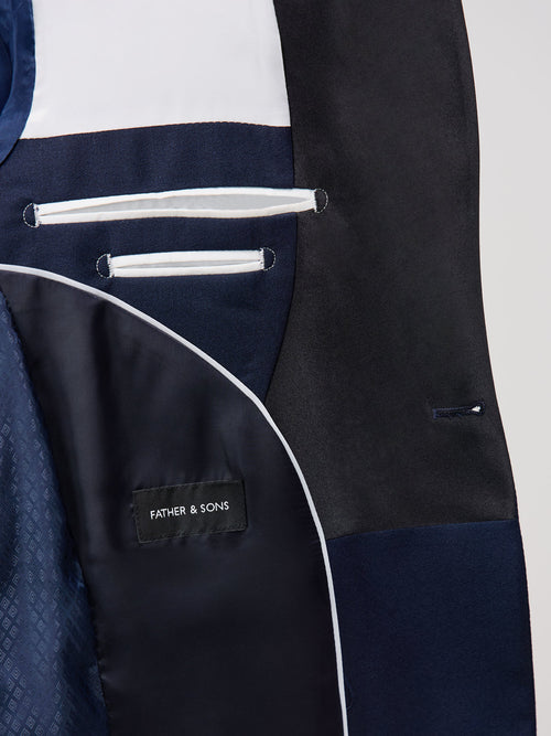 Smoking Slim en laine unie bleu marine - Father & Sons - 4