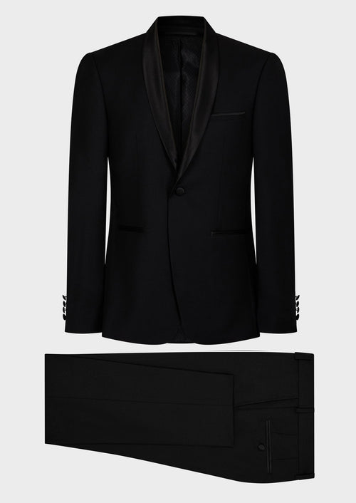 Smoking Slim en laine unie noire - Father & Sons - 1