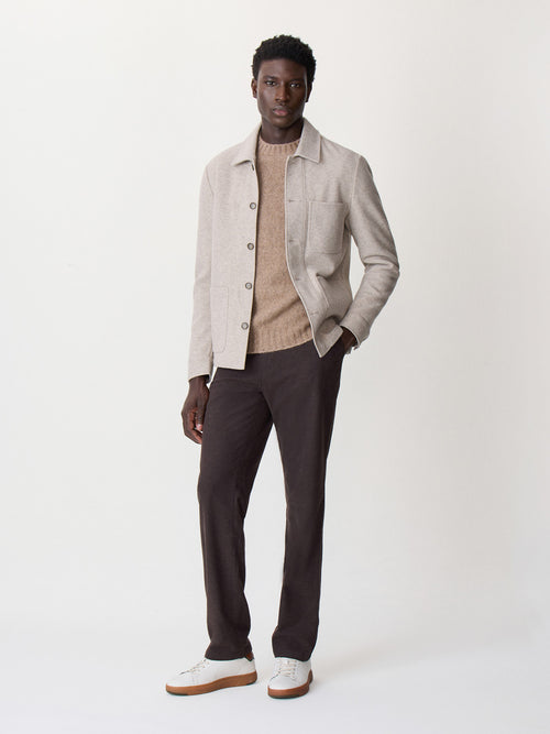 Surchemise en laine mélangée beige - Father & Sons - 4