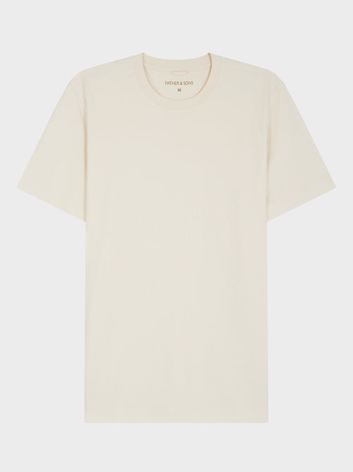 Tee-shirt col rond en coton écru - Father & Sons   -