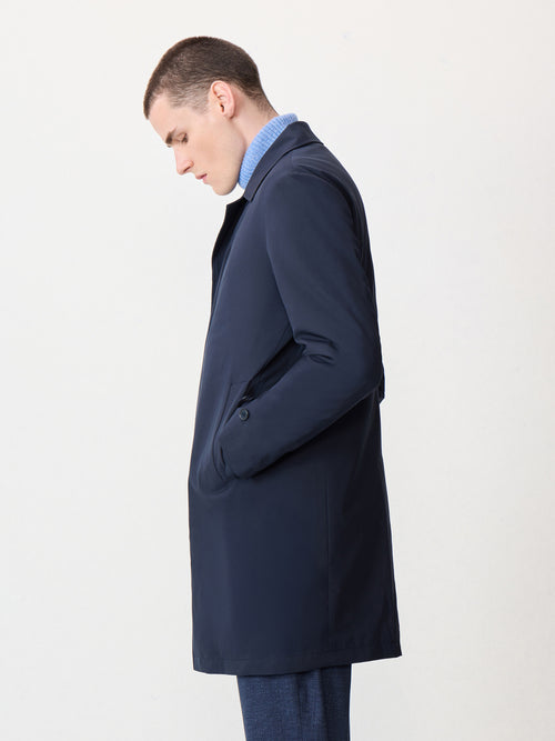 Trench droit bleu marine à capuche amovible - Father & Sons - 4