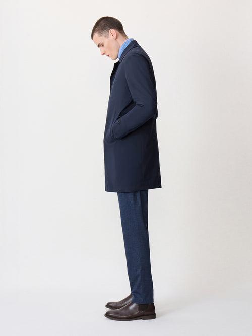Trench droit bleu marine à capuche amovible - Father & Sons - 7