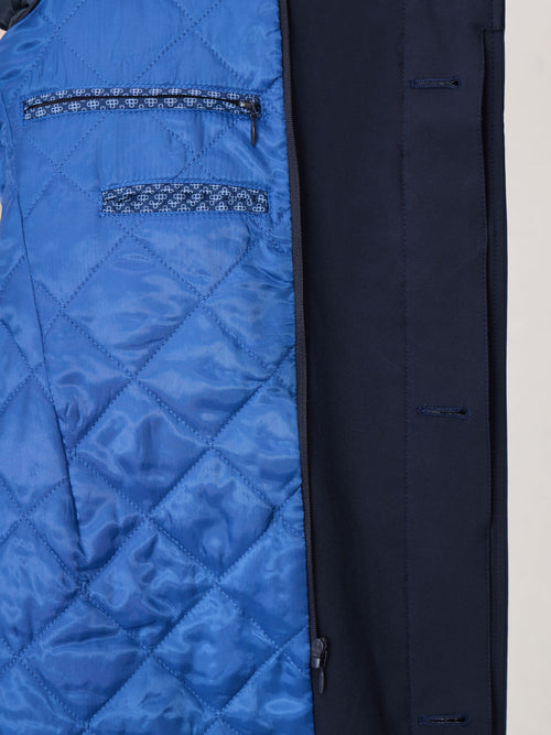 Trench droit bleu marine à capuche amovible - Father & Sons - 5