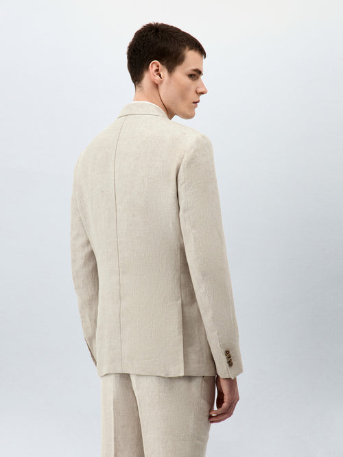 Veste coordonnable Regular en lin beige - Father & Sons - 2