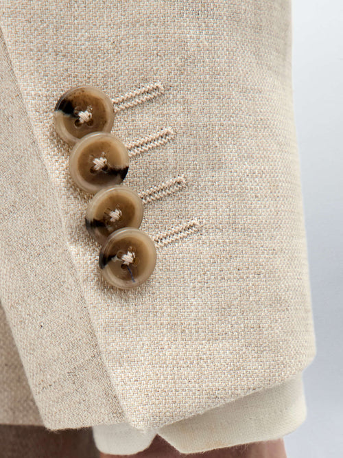 Veste coordonnable Regular en lin beige - Father & Sons - 3