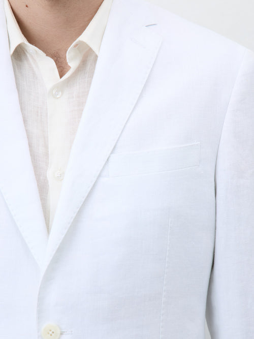 Veste coordonnable Regular en lin blanc - Father & Sons - 6