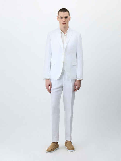 Veste coordonnable Regular en lin blanc - Father & Sons - 7